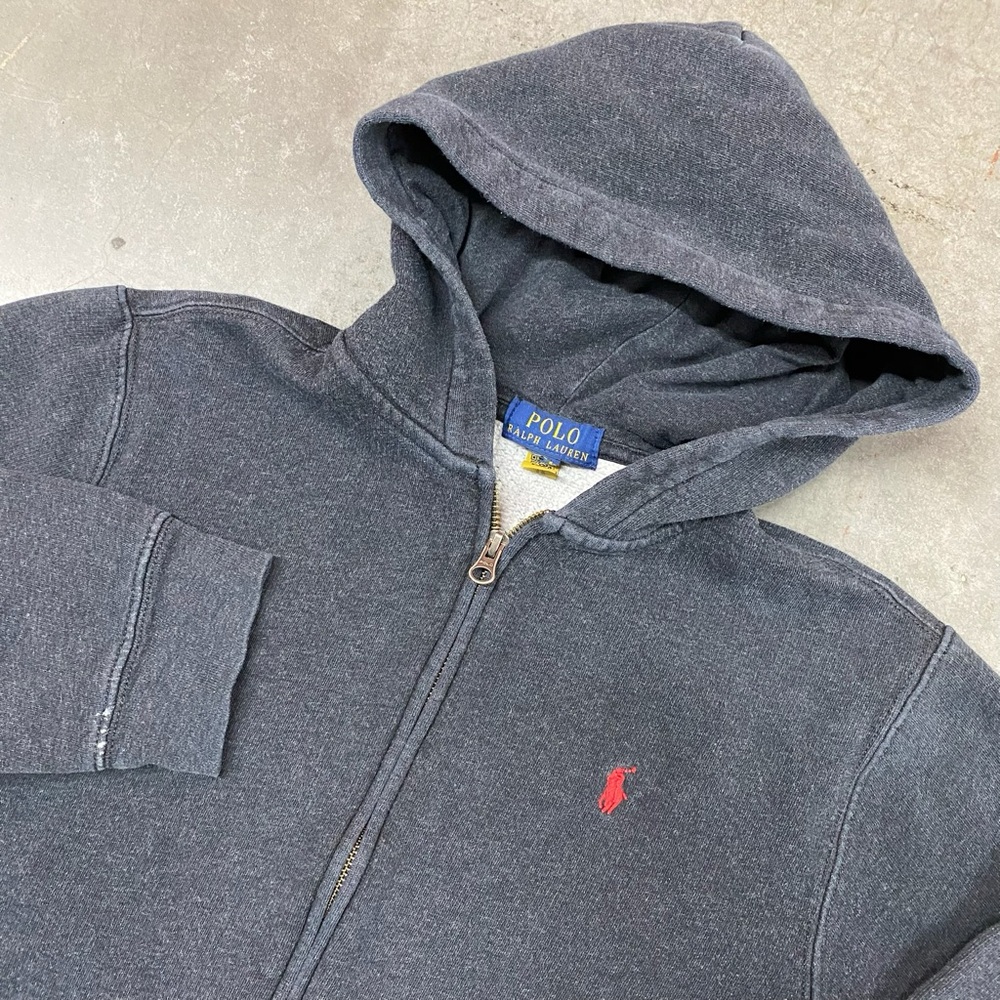 Polo Ralph Lauren Zip Up Hoodie Dark Grey‎ Red Pony Logo women's Size L